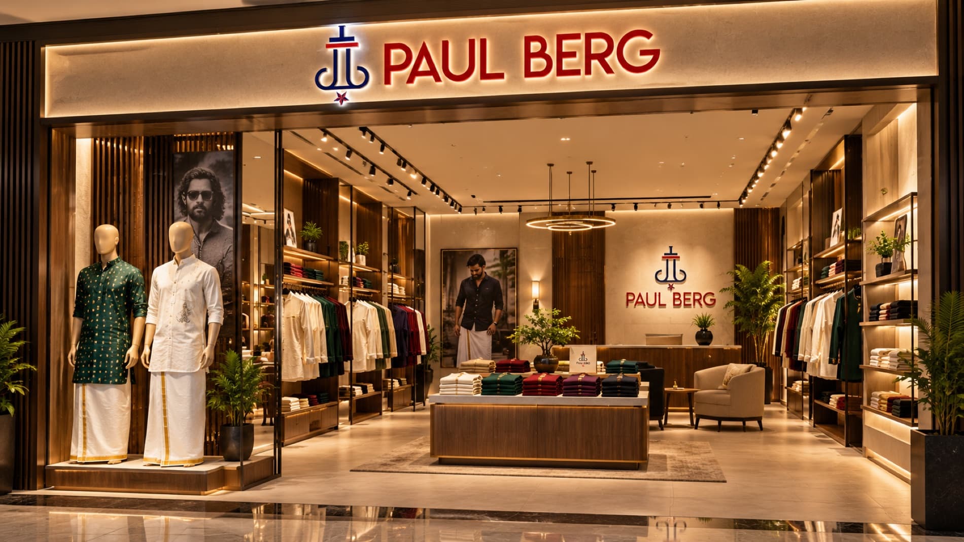 Paul Berg flagship men's clothing store concept in Calicut, Kerala